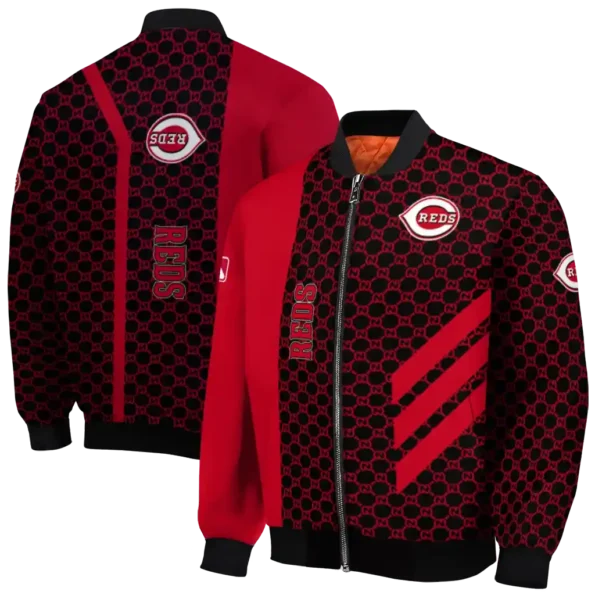 cincinnati reds triple side stripes red black bomber jacket fashion forward