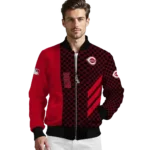 cincinnati reds triple side stripes red black bomber jacket best selling