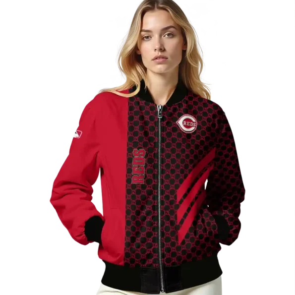 cincinnati reds triple side stripes red black bomber jacket latest model
