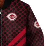 cincinnati reds triple side stripes red black bomber jacket best selling