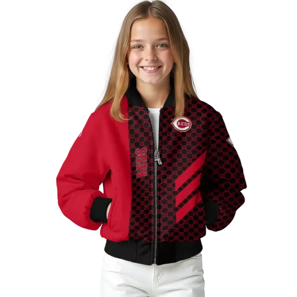 cincinnati reds triple side stripes red black bomber jacket top rated