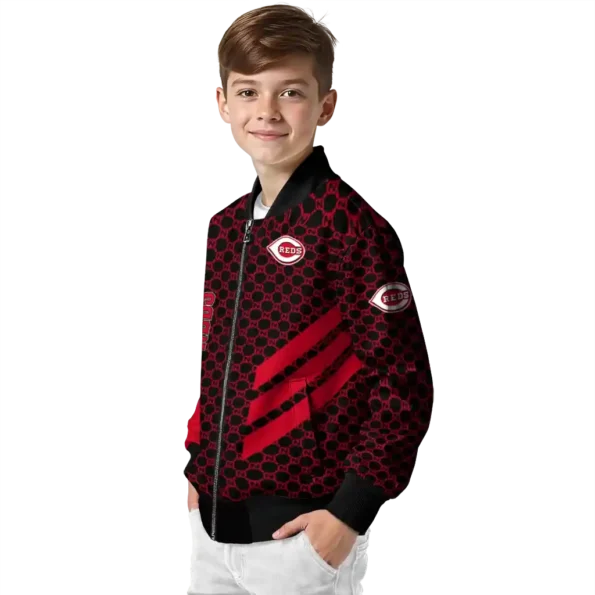 cincinnati reds triple side stripes red black bomber jacket trendy