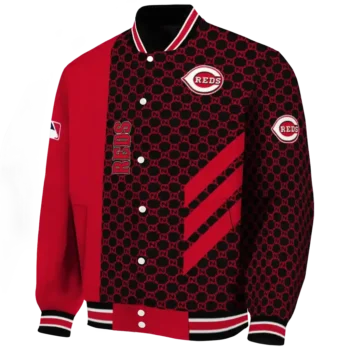 cincinnati reds triple side stripes red black varsity jacket best selling