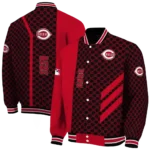 cincinnati reds triple side stripes red black varsity jacket best selling