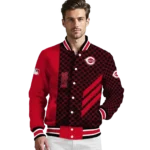 cincinnati reds triple side stripes red black varsity jacket best selling