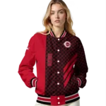 cincinnati reds triple side stripes red black varsity jacket best selling
