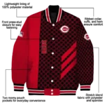 cincinnati reds triple side stripes red black varsity jacket best selling