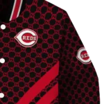 cincinnati reds triple side stripes red black varsity jacket best selling