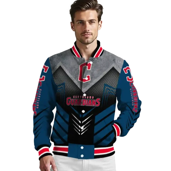 cleveland guardians arrow layer navy blue black varsity jacket high quality