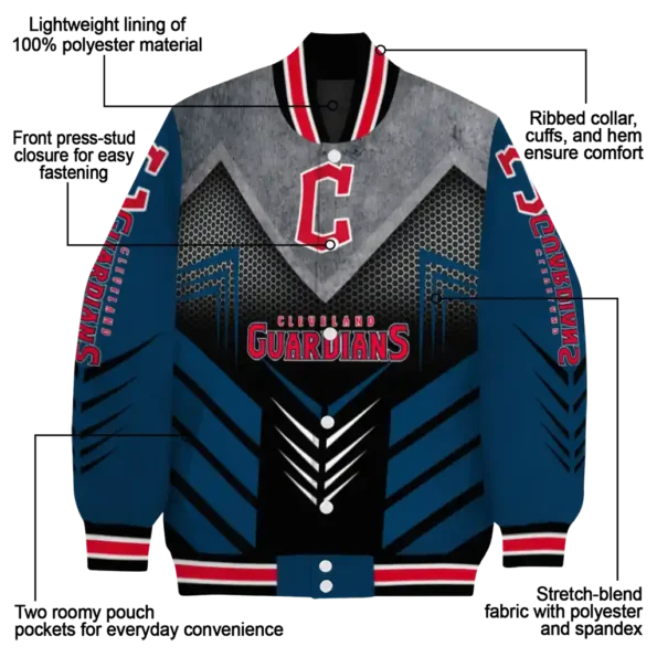 cleveland guardians arrow layer navy blue black varsity jacket new arrival