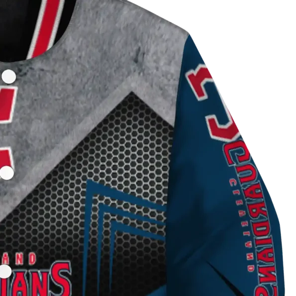 cleveland guardians arrow layer navy blue black varsity jacket premium grade