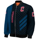 cleveland guardians triple side stripes navy blue black bomber jacket best selling