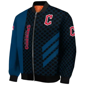 cleveland guardians triple side stripes navy blue black bomber jacket best selling