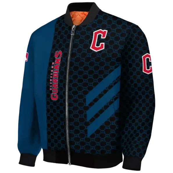 cleveland guardians triple side stripes navy blue black bomber jacket best selling