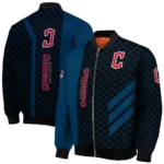 cleveland guardians triple side stripes navy blue black bomber jacket best selling