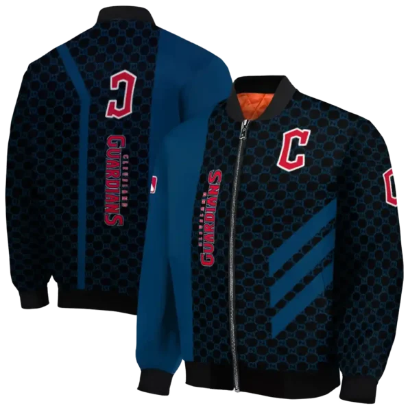 cleveland guardians triple side stripes navy blue black bomber jacket fashion forward