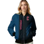 cleveland guardians triple side stripes navy blue black bomber jacket best selling