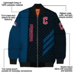 cleveland guardians triple side stripes navy blue black bomber jacket best selling