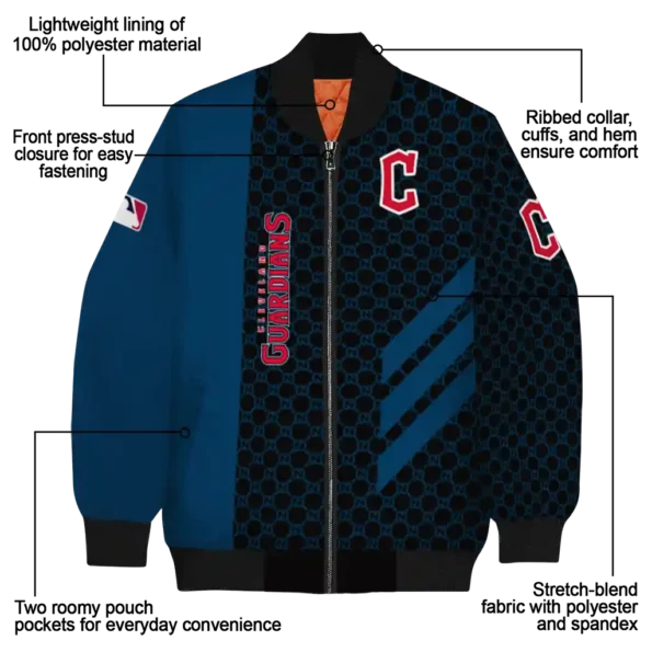 cleveland guardians triple side stripes navy blue black bomber jacket new arrival