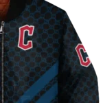 cleveland guardians triple side stripes navy blue black bomber jacket best selling