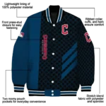 cleveland guardians triple side stripes navy blue black varsity jacket best selling