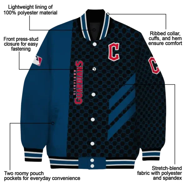 cleveland guardians triple side stripes navy blue black varsity jacket new arrival
