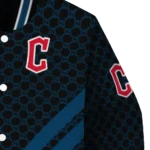 cleveland guardians triple side stripes navy blue black varsity jacket best selling