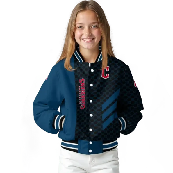 cleveland guardians triple side stripes navy blue black varsity jacket top rated