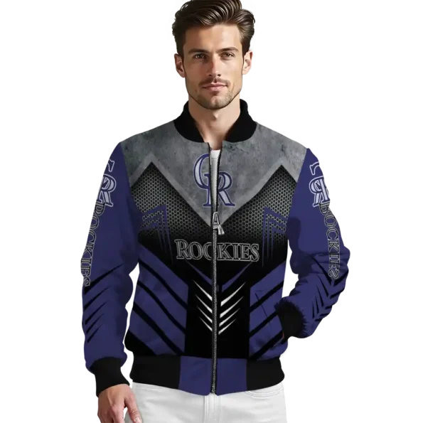 colorado rockies arrow layer blue black bomber jacket high quality