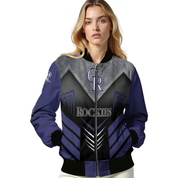 colorado rockies arrow layer blue black bomber jacket latest model