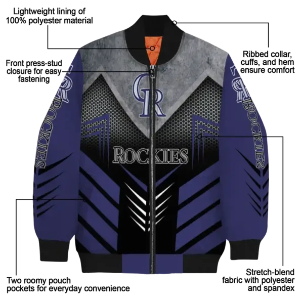 colorado rockies arrow layer blue black bomber jacket new arrival