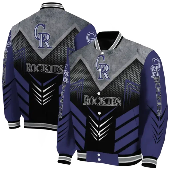 colorado rockies arrow layer blue black varsity jacket fashion forward