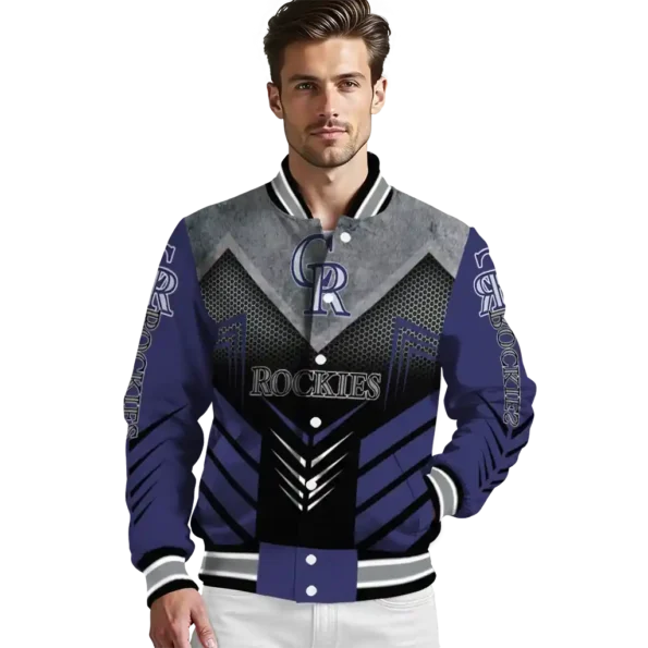 colorado rockies arrow layer blue black varsity jacket high quality