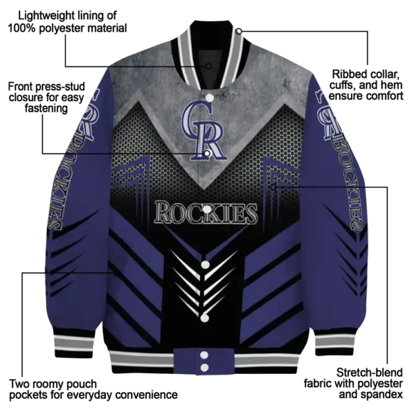 colorado rockies arrow layer blue black varsity jacket new arrival