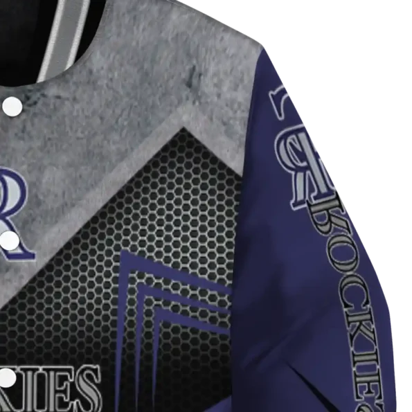 colorado rockies arrow layer blue black varsity jacket premium grade