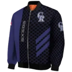 colorado rockies triple side stripes blue black bomber jacket best selling