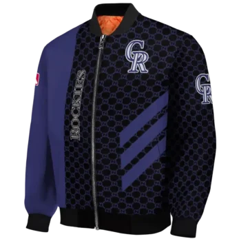 colorado rockies triple side stripes blue black bomber jacket best selling