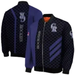 colorado rockies triple side stripes blue black bomber jacket best selling