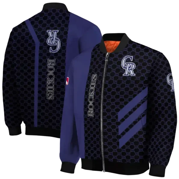 colorado rockies triple side stripes blue black bomber jacket fashion forward