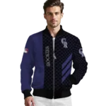 colorado rockies triple side stripes blue black bomber jacket best selling