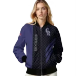 colorado rockies triple side stripes blue black bomber jacket best selling