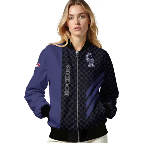 colorado rockies triple side stripes blue black bomber jacket latest model
