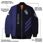 colorado rockies triple side stripes blue black bomber jacket best selling