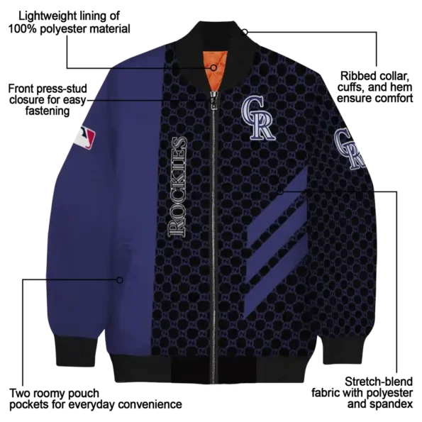 colorado rockies triple side stripes blue black bomber jacket new arrival