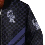 colorado rockies triple side stripes blue black bomber jacket best selling