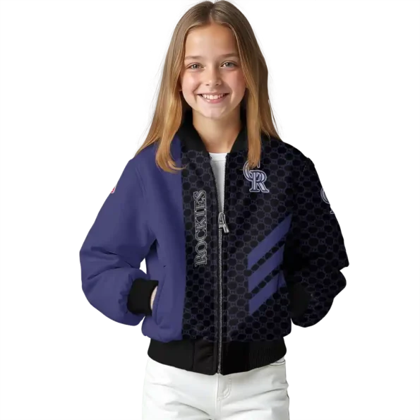 colorado rockies triple side stripes blue black bomber jacket top rated