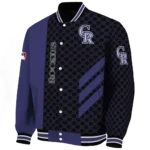 colorado rockies triple side stripes blue black varsity jacket best selling