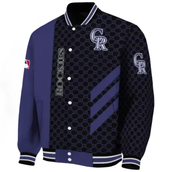 colorado rockies triple side stripes blue black varsity jacket best selling