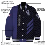 colorado rockies triple side stripes blue black varsity jacket best selling