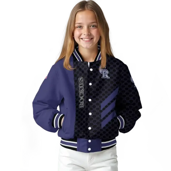 colorado rockies triple side stripes blue black varsity jacket top rated